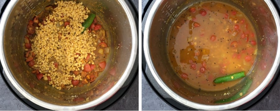 Step by step process showing how to make dal in Instant pot