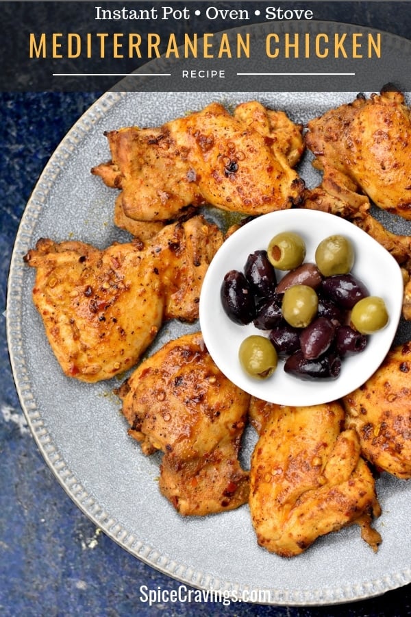 Mediterranean chicken grilled and served with spanish olives