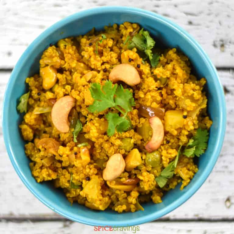 Quinoa Poha- a healthy twist to the most popular breakfast in India, where we use Quinoa instead of flattened rice, by Spice Cravings. #food #foodie #foodblogger #delicious #recipe #instantpot #recipes #easyrecipe #cuisine #30minutemeal #instagood #foodphotography #tasty #indian
