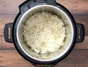 Cumin flavored basmati rice in the Instant Pot