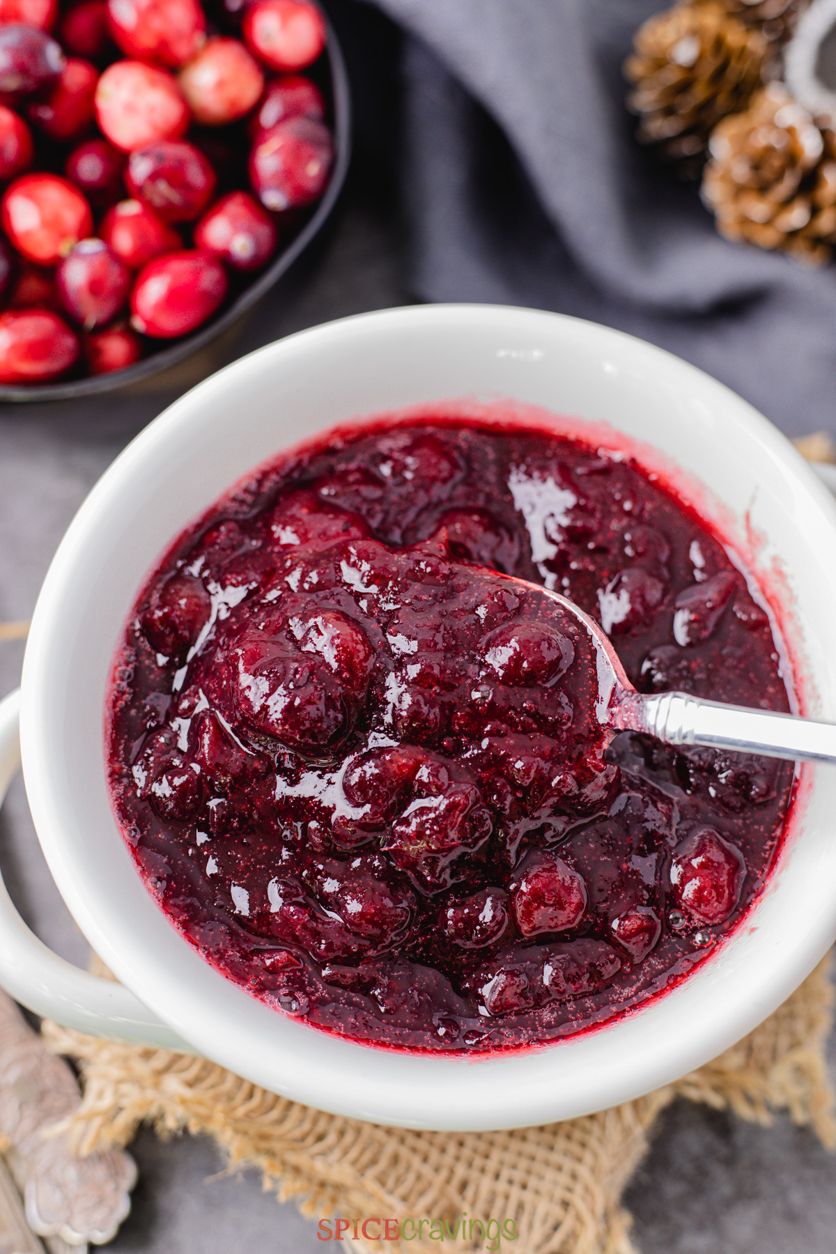 Cranberry Sauce Instant Pot by Spice Cravings. Cranberry sauce is a jam like relish made by cooking cranberries with sugar. A popular accompaniment served with Turkey at Thanksgiving & Christmas dinner. #food #foodie #foodblogger #delicious #recipe #instantpot #recipes #easyrecipe #cuisine #30minutemeal #instagood #foodphotography #tasty