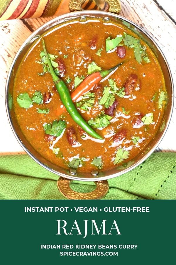 Indian kidney beans curry called Rajma served in a copper bowl