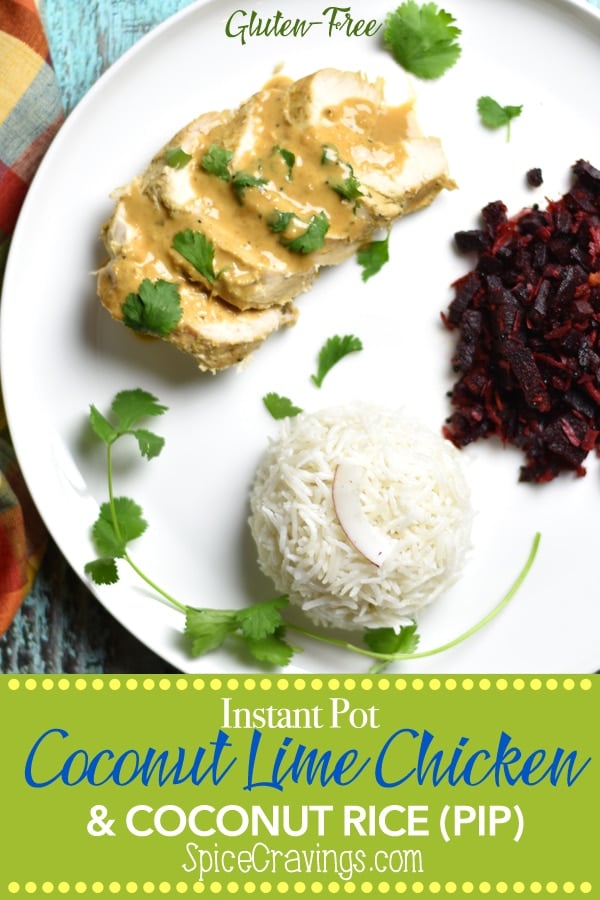 Pinterest pin for Coconut Lime Chicken in Instant Pot