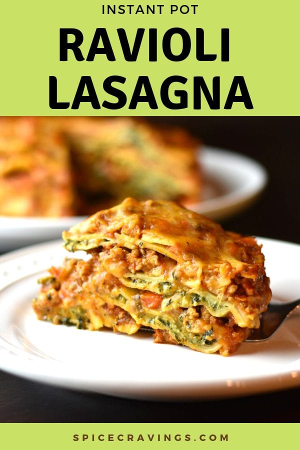 Instant Pot lasagna recipe using fresh store-bought ravioli, cheese and tomato sauce.