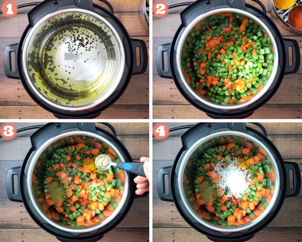 Sautéing green beans and carrots in the Instant Pot before pressure cooking