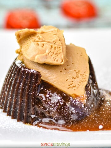 Instant Pot Salted Caramel Molten Lava Cake on a plate