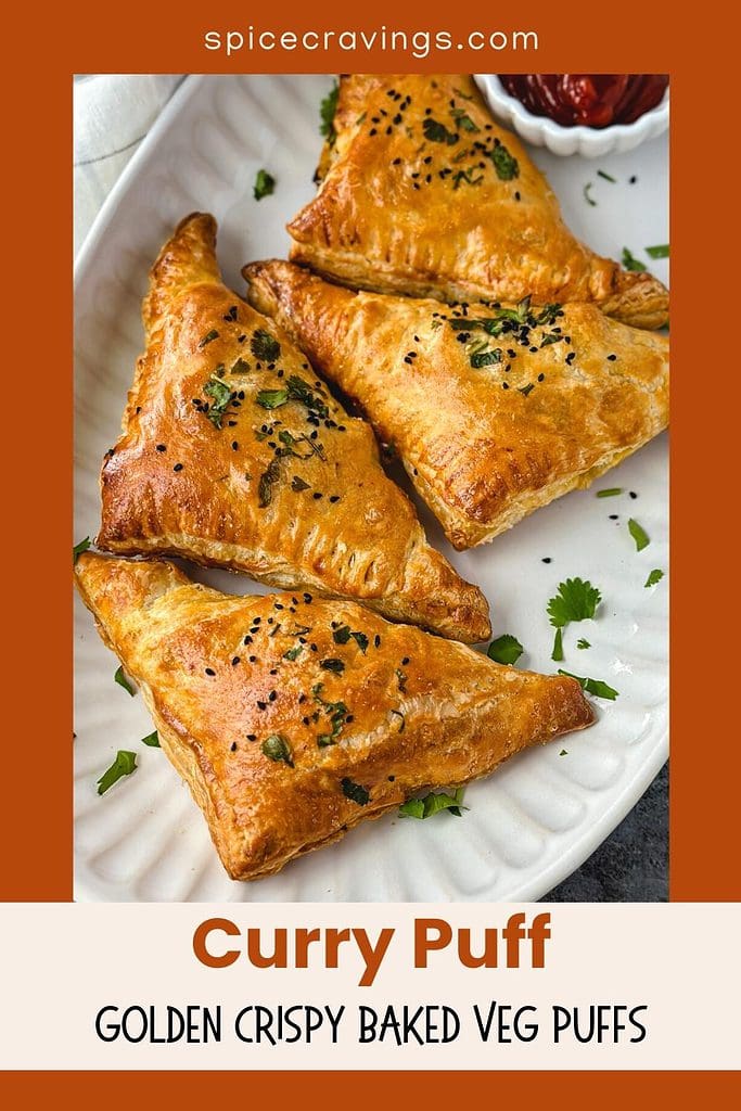 Golden Flaky Puff pastry shells stuffed with Indian Spiced vegetable filling