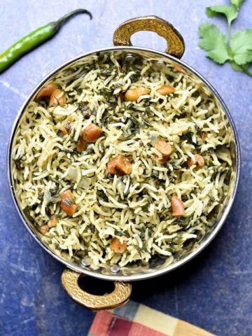 Indian spinach rice with cashews