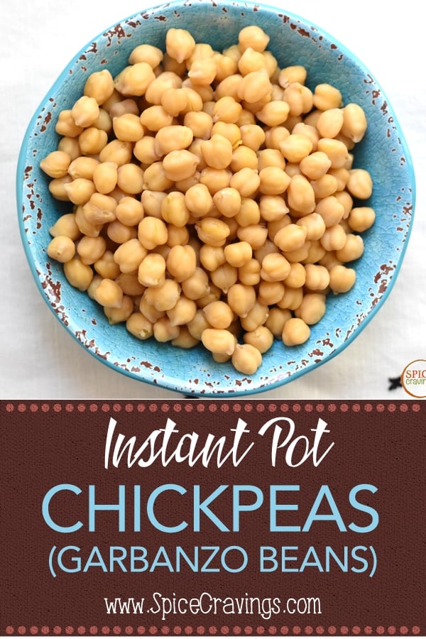 Instant Pot chickpeas in blue bowl