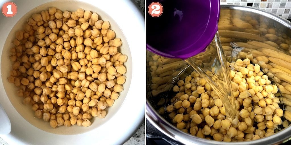 Soaking chickpeas then adding them to the pot with water