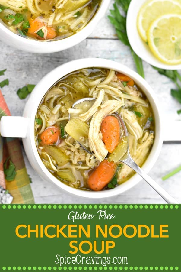 Pinterest image for Instant Pot Chicken Noodle Soup (Gluten Free)