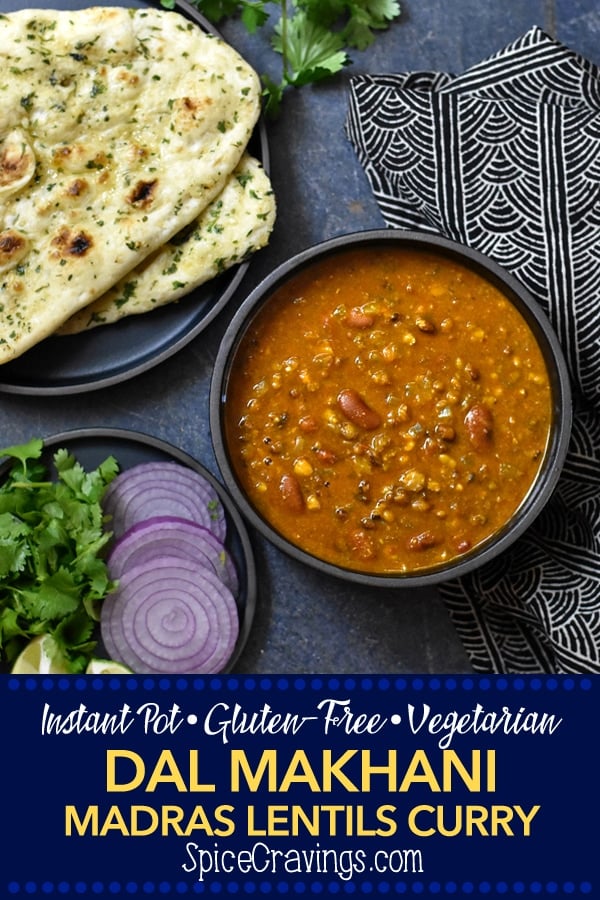 Pinterest Image for Instant Pot Dal Makhani and Rice (Madras Lentils)