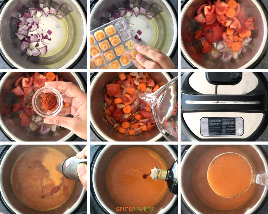 How to make roasted red pepper tomato soup in an Instant Pot