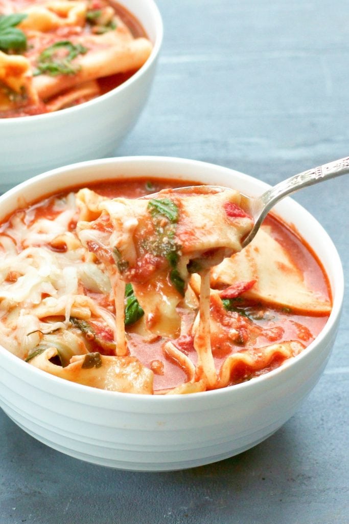 Bowl of Instant pot Lasagna Soup