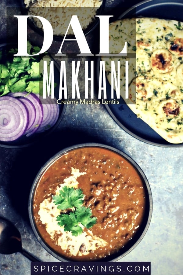 Creamy Madras lentils curry, dal makhani served with garlic naan