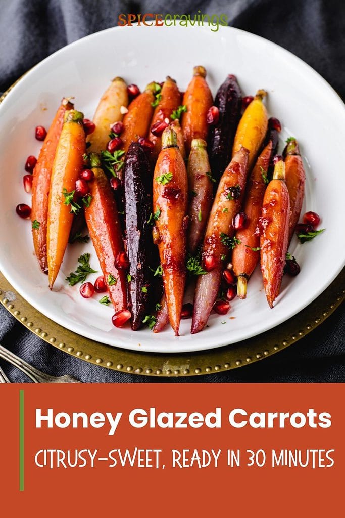 Glazed carrots served on a white plate