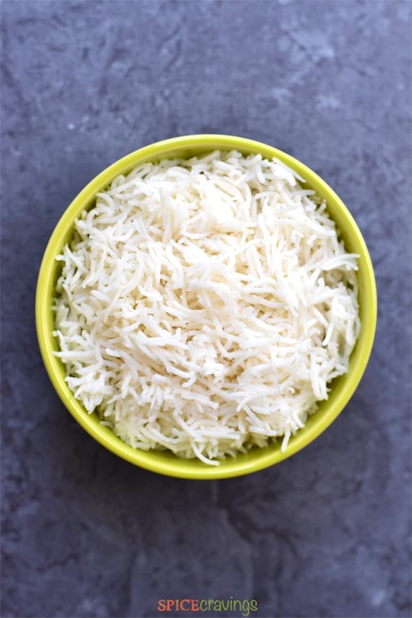 A bowl of perfectly cooked white jasmine rice