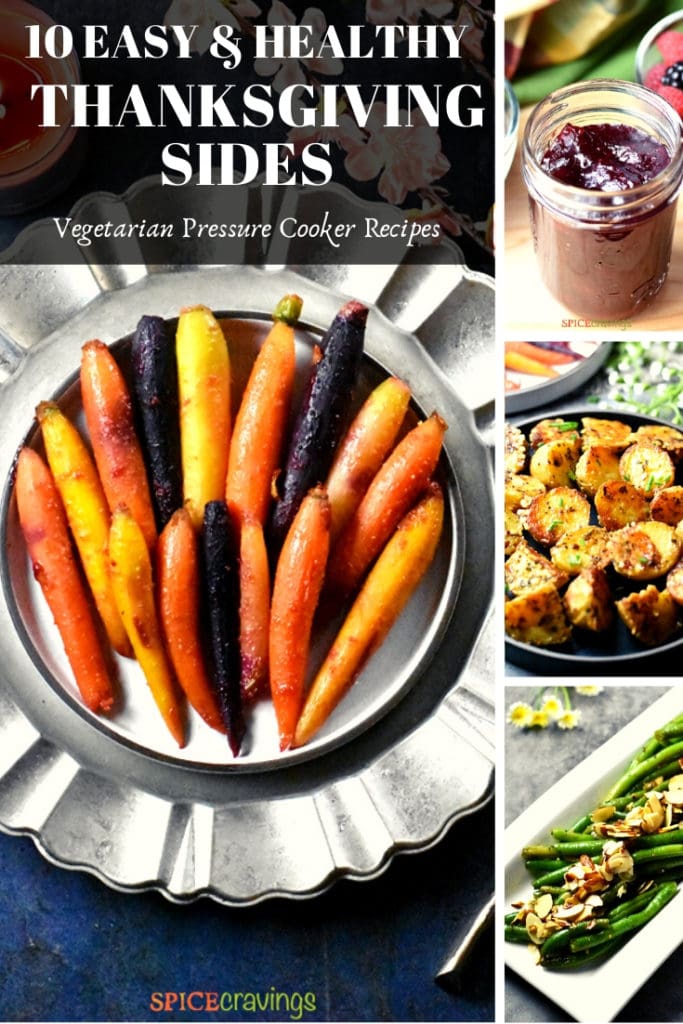 A collection of 10 easy thanksgiving side dishes, including potatoes, beans and carrots