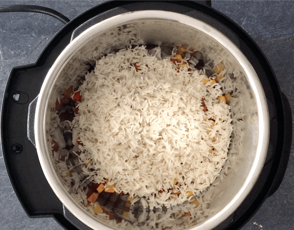 Adding rinsed rice to the Instant pot
