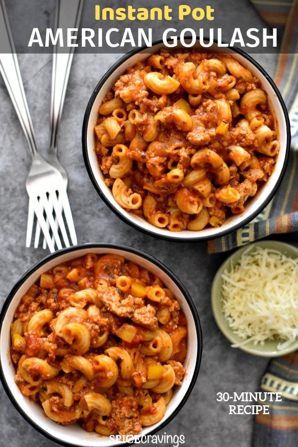 Two bowls of american style goulash