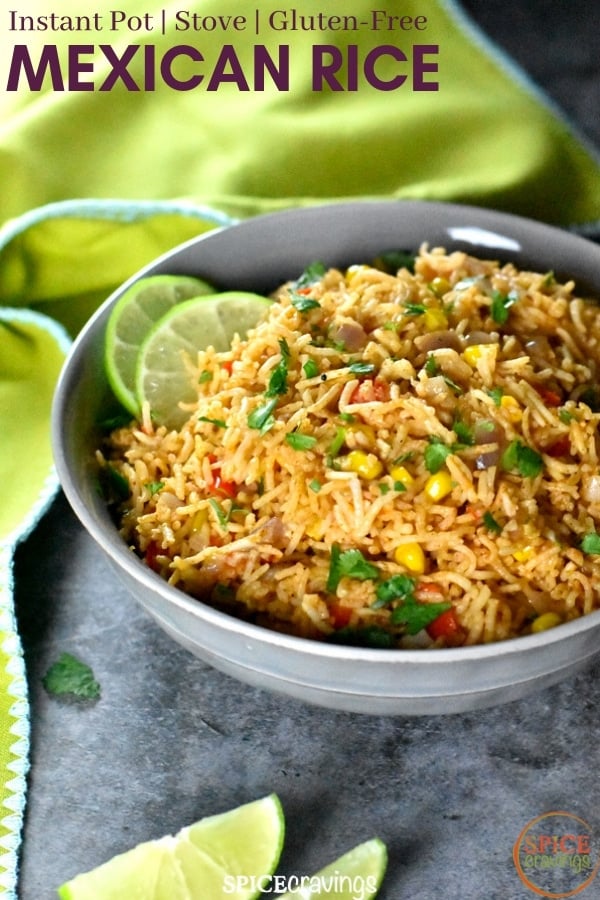 Mexican flavored rice with corn, peppers and cilantro