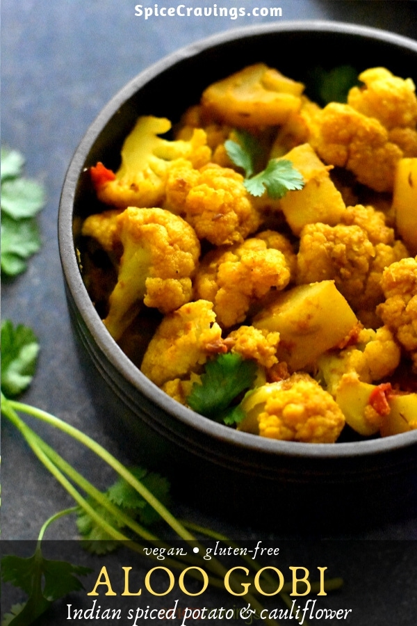 Indian spiced potato and cauliflower garnished with cilantro