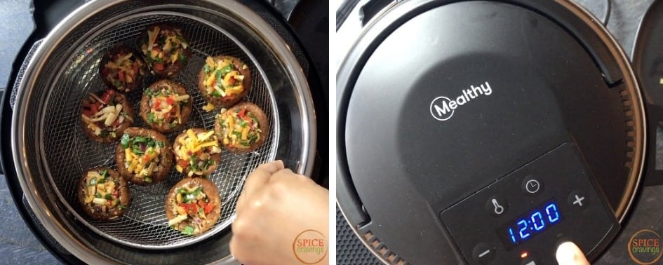 Cooing mushrooms in a pressure cooker using Mealthy Crisplid
