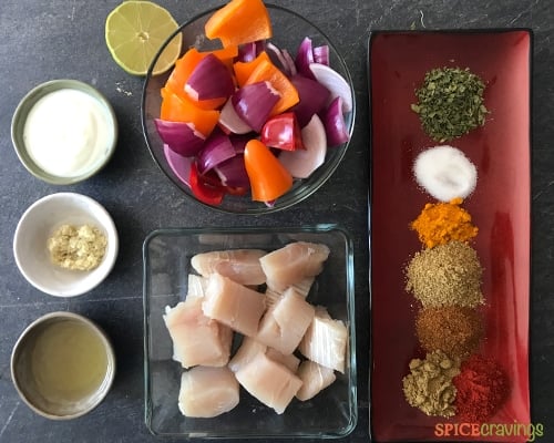 Ingredients for making Fish Tikka