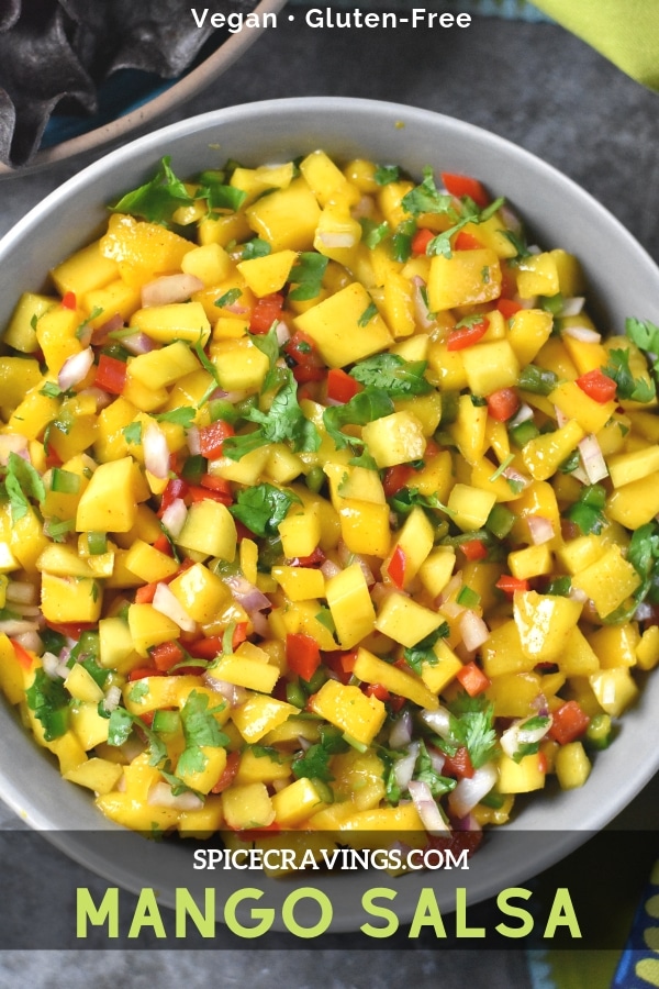 Mango salsa with peppers, onion and cilantro