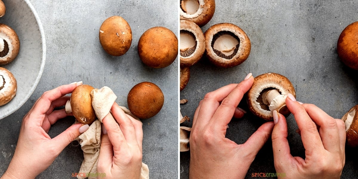 Clean mushrooms and remove stem