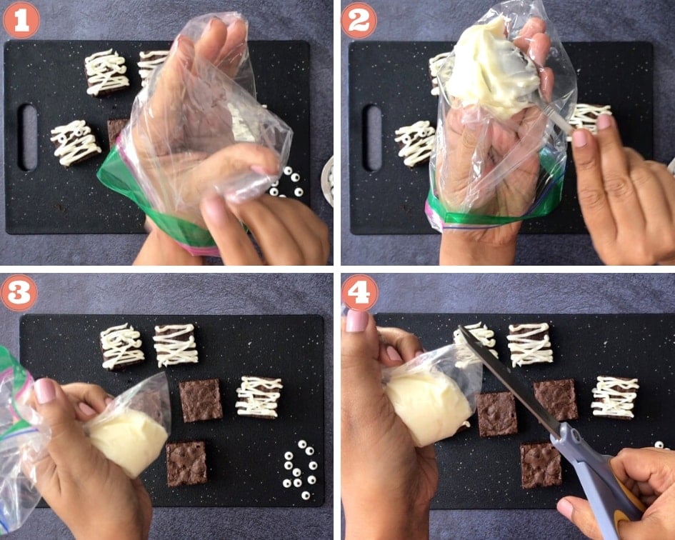 Preparing a ziplock bag for icing
