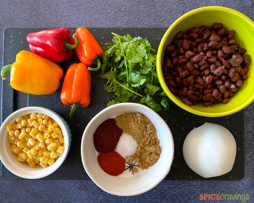 Ingredients for making Black Bean Quesadilla