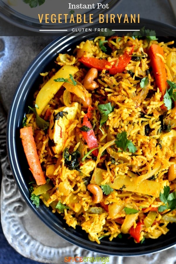 A bowl of vegetable biryani, Indian rice pilaf with vegetables