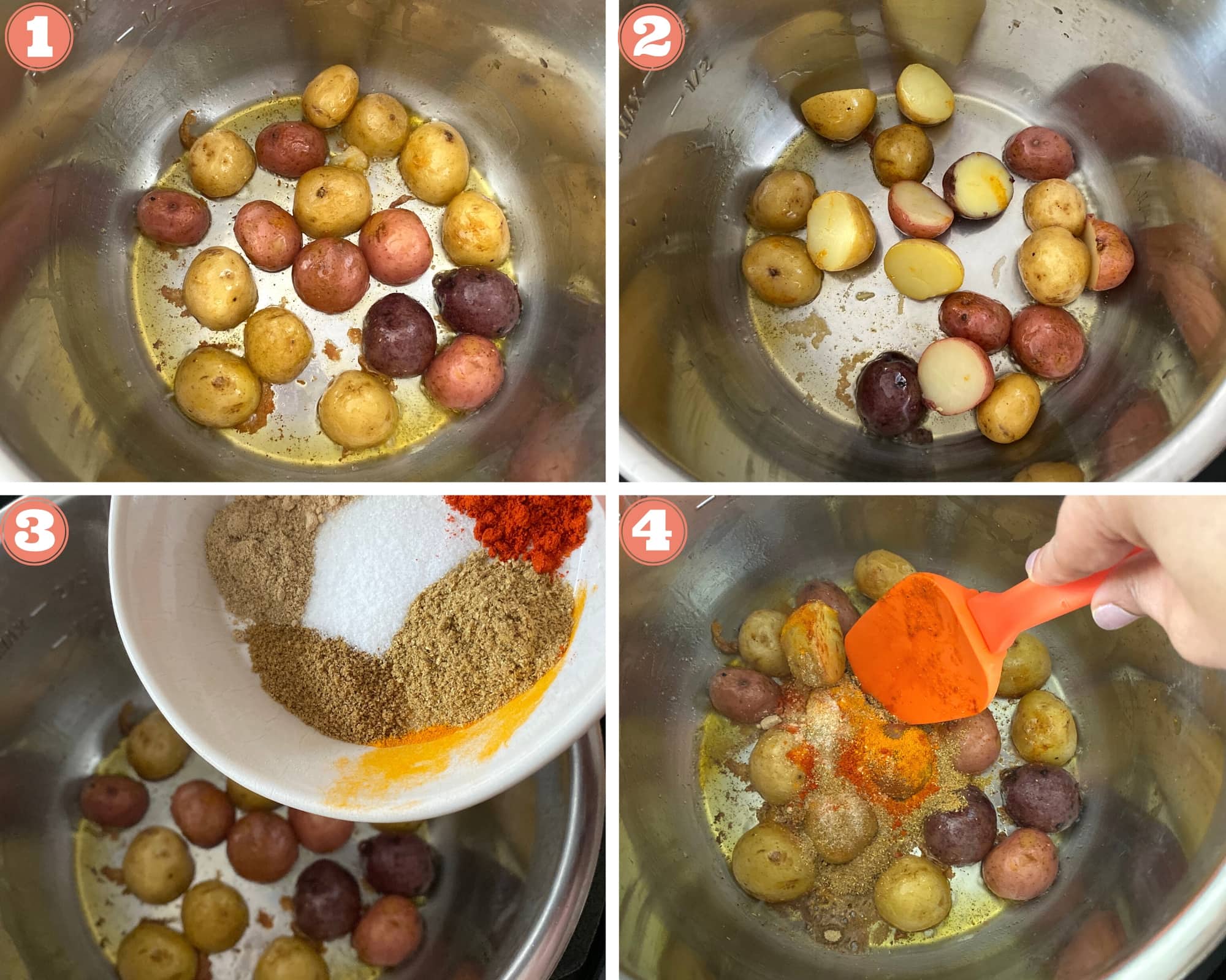 Step by step pictures on how to make bombay potatoes in Instant Pot