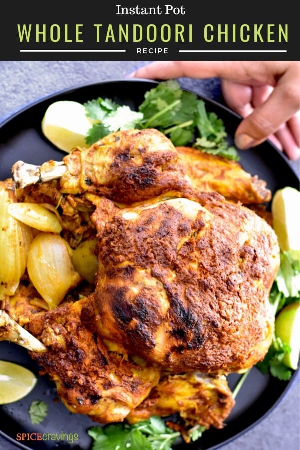 Whole Roast Chicken served with cilantro and lime
