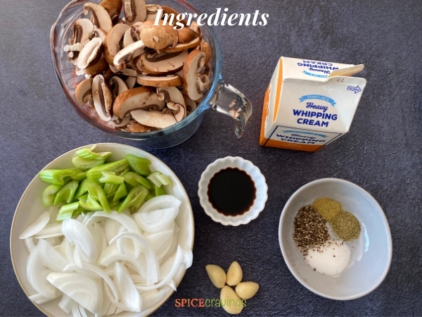 Ingredients for making Cream of Mushroom Soup