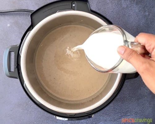 Adding heavy cream to mushroom soup