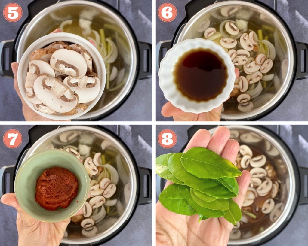 Step by step instructions for Instant Pot Tom Yum Soup