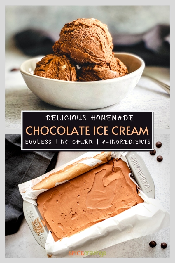 no churn chocolate ice cream pinterest graphic