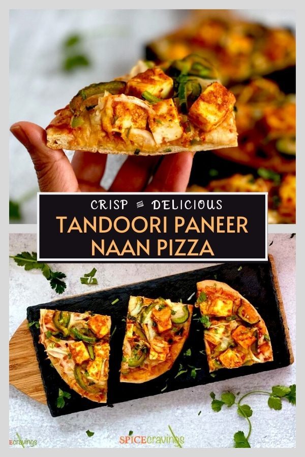 indian flatbread pizza with tandoori paneer pinterest graphic