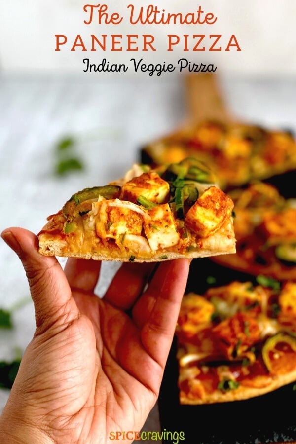 indian flatbread pizza with tandoori paneer pinterest graphic