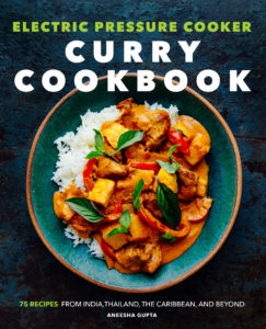 Cover photo of Curry Cookbook with a bowl with chicken, peppers and basil