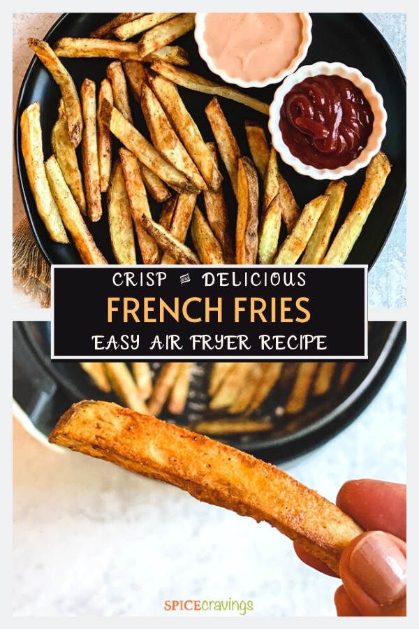 homemade french fries in air fryer pinterest graphic