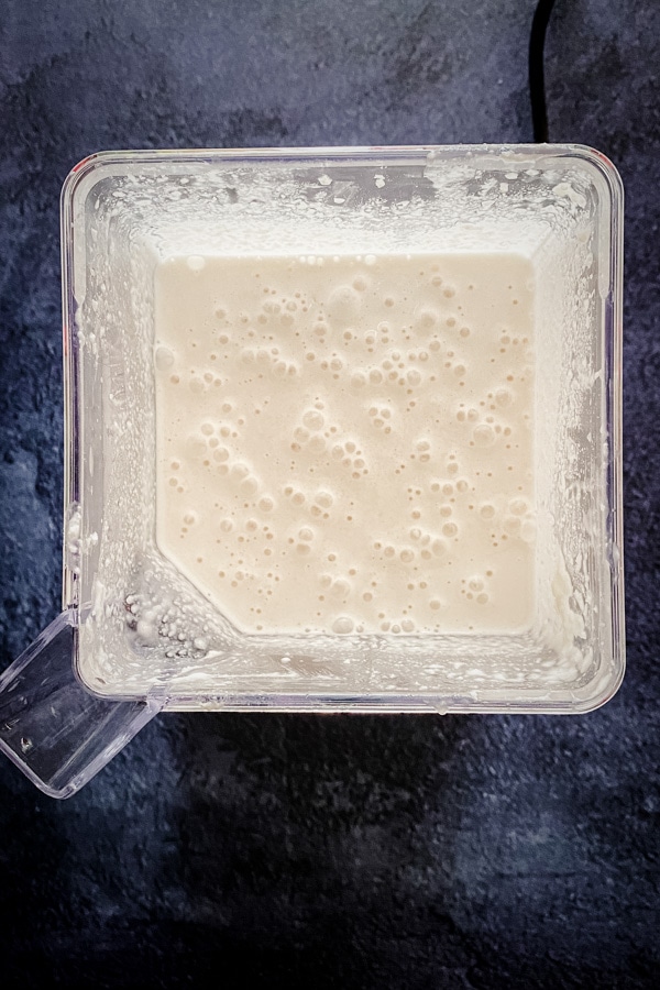 pureed rice and water in blender
