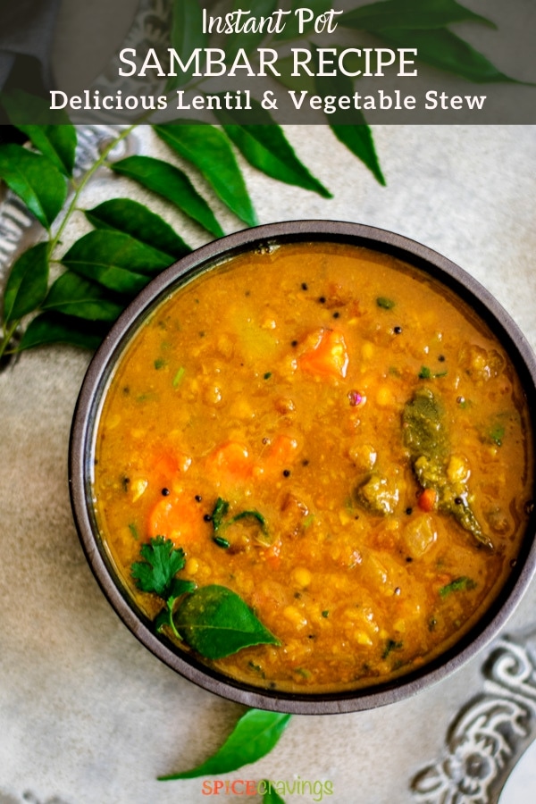 instant pot sambar recipe pinterest graphic