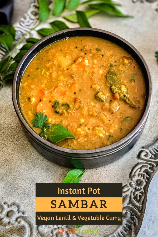instant pot sambar recipe pinterest graphic