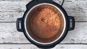 red lentils, water and bebere seasoning in instant pot
