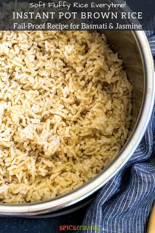 Close up shot of cooked brown rice in a pot