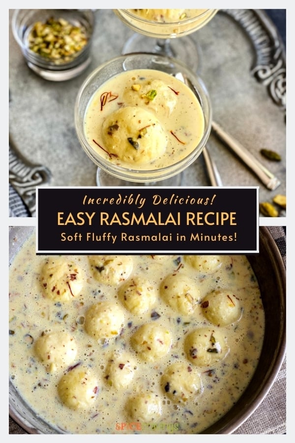 easy rasmalai recipe in glass coupes on silver platter, rasgulla balls in sweet cream with nuts, saffron and cardamom in bowl