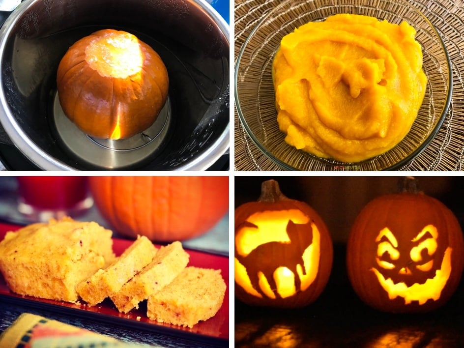 four grid photo of pumpkin for Halloween
